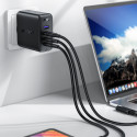 Acefast fast charger GaN 3xUSB-C/1xUSB-A 100W black + angled cable USB-C - USB-C 100W 2m black