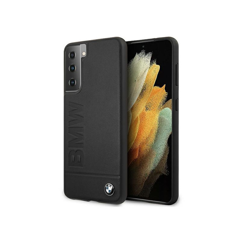 Pouzdro BMW Signature s ražbou loga na Samsung Galaxy S21+ - černé