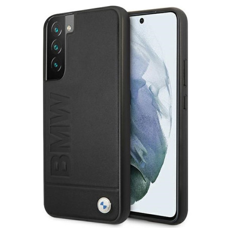 Pouzdro BMW Signature s ražbou loga na Samsung Galaxy S22+ - černé