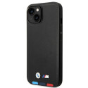 BMW kožené pouzdro Leather Stamp Tricolor pro iPhone 14 Plus 6.7 " – černé (BMHCP14M22PTDK)