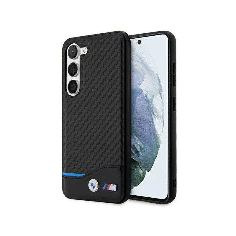 Pouzdro BMW Leather Carbon na Samsung Galaxy S23+ - černé