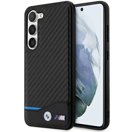 Pouzdro BMW Leather Carbon na Samsung Galaxy S23+ - černé