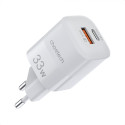 CHOETECH PD5006 Mini GaN dvouportová nabíječka USB a USB-C PD 33W, bílá