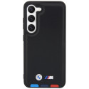 BMW kožené pouzdro Leather Stamp Tricolor pro Samsung Galaxy S23+ S916 – černé