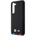 BMW kožené pouzdro Leather Stamp Tricolor pro Samsung Galaxy S23+ S916 – černé
