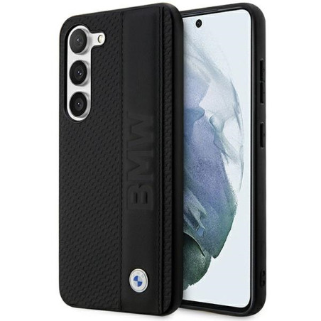 BMW kožené pouzdro Leather Textured & Stripe pro Galaxy S23+ S916 – černé
