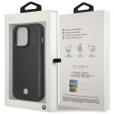 BMW kožené pouzdro Leather Diamond Pattern pro iPhone 14 Pro – černé