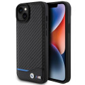 BMW kožené pouzdro Leather Carbon pro iPhone 15 Plus – černé