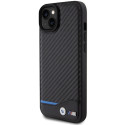 BMW kožené pouzdro Leather Carbon pro iPhone 15 Plus – černé