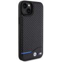 BMW kožené pouzdro Leather Carbon pro iPhone 15 Plus – černé