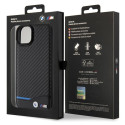 BMW kožené pouzdro Leather Carbon pro iPhone 15 Plus – černé