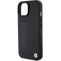 BMW kožené pouzdro Leather Hot Stamp pro iPhone 15 – černé
