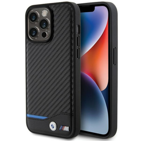 BMW pouzdro Leather Carbon pro iPhone 15 Pro Max – černé