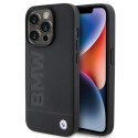 BMW kožené pouzdro Leather Hot Stamp pro iPhone 15 Pro Max – černé