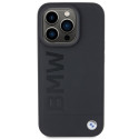 BMW kožené pouzdro Leather Hot Stamp pro iPhone 15 Pro Max – černé