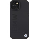 Pouzdro BMW MagSafe Leather Hot Stamp iPhone 15 Plus - černé
