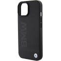 Pouzdro BMW MagSafe Leather Hot Stamp iPhone 15 Plus - černé