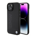 BMW BMHMP15SSLLBK kožené MagSafe pouzdro Signature Logo Imprint pro iPhone 15 6.1" – černé