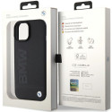 Pouzdro BMW MagSafe Leather Hot Stamp iPhone 15 Plus - černé