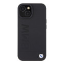BMW BMHMP15SSLLBK kožené MagSafe pouzdro Signature Logo Imprint pro iPhone 15 6.1" – černé
