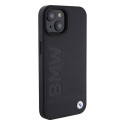 BMW BMHMP15SSLLBK kožené MagSafe pouzdro Signature Logo Imprint pro iPhone 15 6.1" – černé