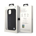 BMW BMHMP15SSLLBK kožené MagSafe pouzdro Signature Logo Imprint pro iPhone 15 6.1" – černé
