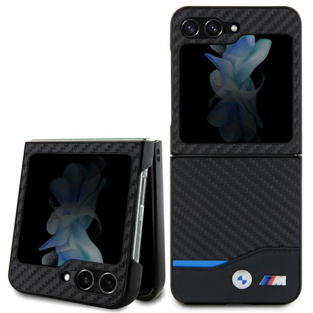 BMW kožené pouzdro Leather Carbon pro Samsung Galaxy Z Flip 5 – černé