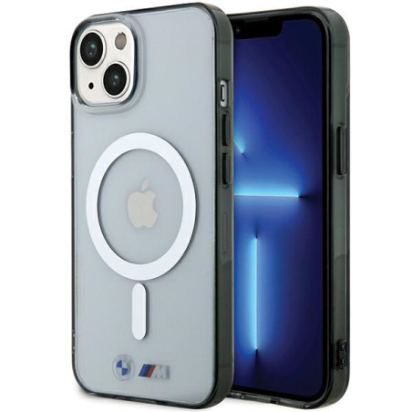 BMW pouzdro Silver Ring MagSafe pro iPhone 15 – průhledné