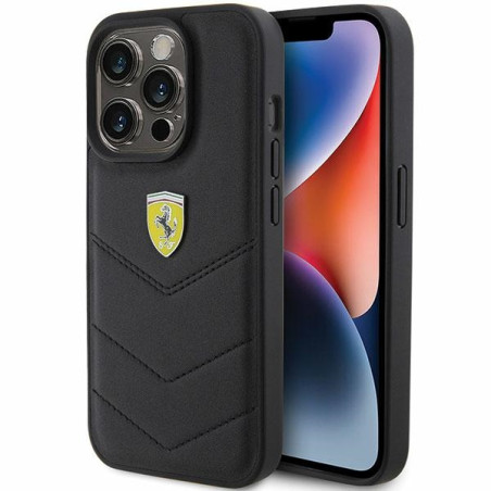 Pouzdro Ferrari QUILTED METAL LOGO pro iPhone 15 Pro