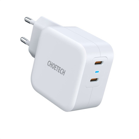 CHOETECH PD6009 Mini GaN dvouportová nabíječka USB-C PD 40W, bílá