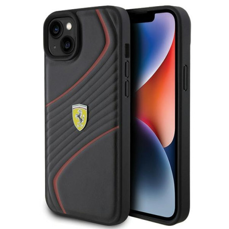 Kryt Ferrari TWIST METAL Logo iPhone 15 Plus - černý