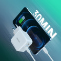 CHOETECH PD6009 Mini GaN dvouportová nabíječka USB-C PD 40W, bílá
