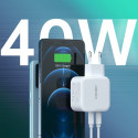 CHOETECH PD6009 Mini GaN dvouportová nabíječka USB-C PD 40W, bílá