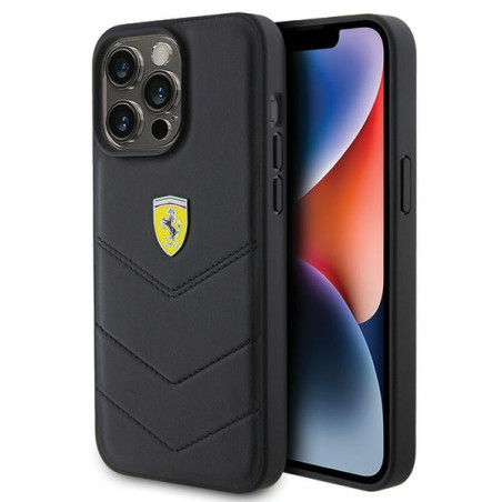 Kryt Ferrari QUILTED METAL LOGO iPhone 15 Pro Max - černý