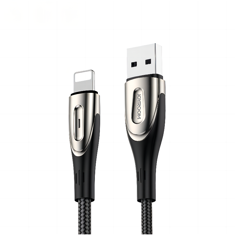 Kabel Joyroom Sharp Series S-M411 USB-A / Lightning 3A 1,2 m s indikátorem nabíjení - černý