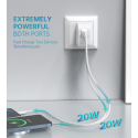 CHOETECH PD6009 Mini GaN dvouportová nabíječka USB-C PD 40W, bílá
