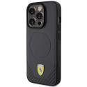Kryt Ferrari CARBON METAL Logo MagSafe pro iPhone 15 Pro - černý