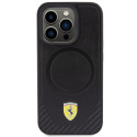 Kryt Ferrari CARBON METAL Logo MagSafe pro iPhone 15 Pro - černý