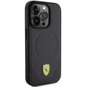Kryt Ferrari CARBON METAL Logo MagSafe pro iPhone 15 Pro - černý
