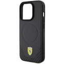 Kryt Ferrari CARBON METAL Logo MagSafe pro iPhone 15 Pro - černý