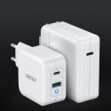 CHOETECH PD8002-EU Mini GaN dvouportová nabíječka USB + USB-C PD 65W, bílá