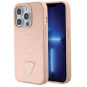 Kryt Guess CROCO Triangle Metal Logo iPhone 15 Pro - růžový