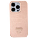 Kryt Guess CROCO Triangle Metal Logo iPhone 15 Pro - růžový
