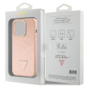 Kryt Guess CROCO Triangle Metal Logo iPhone 15 Pro - růžový
