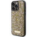 Kryt Guess RHINESTONE METAL LOGO iPhone 15 Pro – žlutý