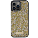 Kryt Guess RHINESTONE METAL LOGO iPhone 15 Pro – žlutý