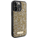 Kryt Guess RHINESTONE METAL LOGO iPhone 15 Pro – žlutý