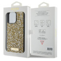 Kryt Guess RHINESTONE METAL LOGO iPhone 15 Pro – žlutý