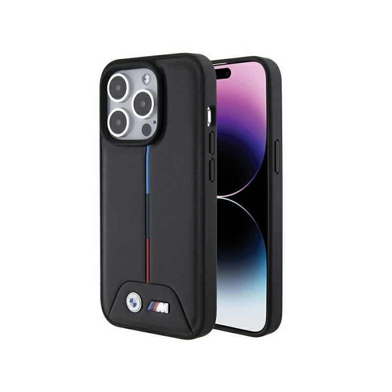 BMW pouzdro Quilted Tricolor pro iPhone 15 Pro – černé