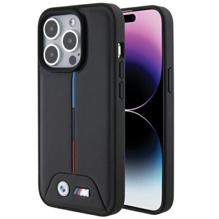BMW pouzdro Quilted Tricolor pro iPhone 15 Pro – černé
